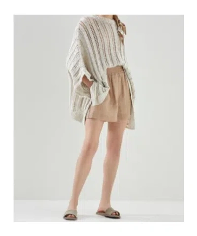 Brunello Cucinelli Ribbed Open Knit Poncho In Neutral