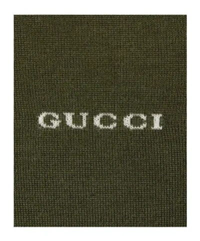 Gucci Logo-intarsia Cashmere Top In Green