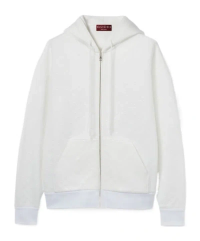 Gucci Embossed Gg Technical Jersey Zip Jacket In White