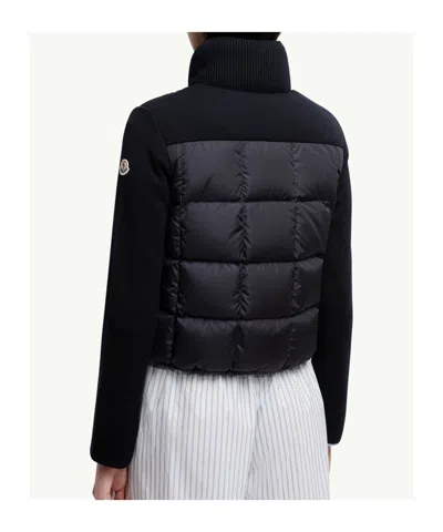 Moncler Cardigan Drawstring Hem Quilted In Blue