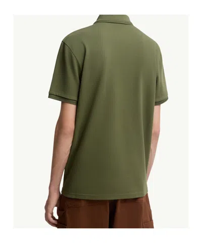 Moncler Embroidered Logo Cotton Piquet Polo Shirt In Green