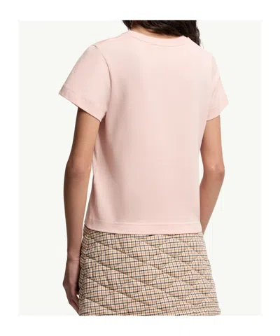 Moncler Embroidered Heart Logo Cotton T-shirt In Pink
