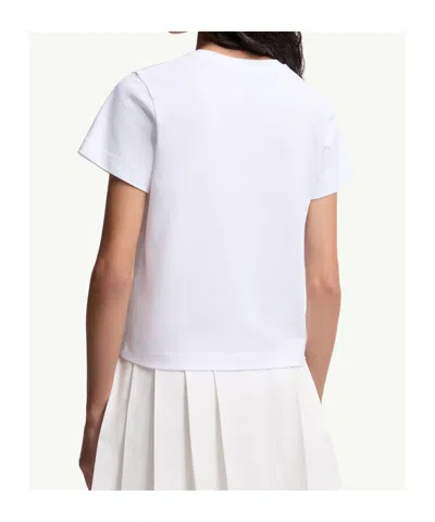 Moncler Embroidered Cursive Logo Cotton T-shirt In White