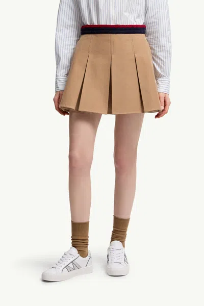 Moncler Pleated Mini Skirt In Brown