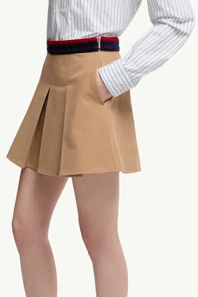 Moncler Pleated Mini Skirt In Brown
