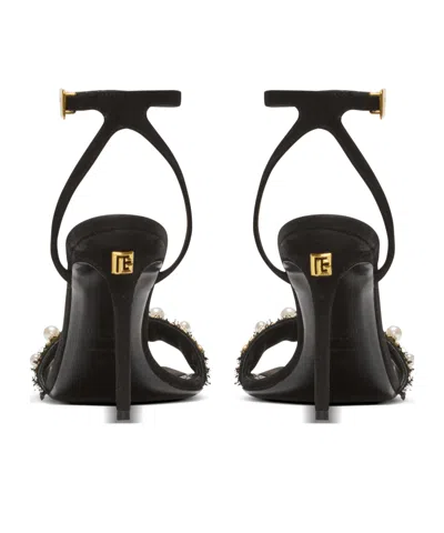 Balmain Pb Sandals In Suede Leather In Black