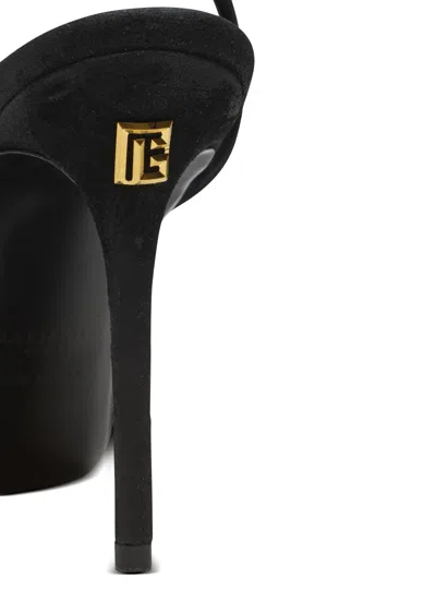 Balmain Pb Sandals In Suede Leather In Black