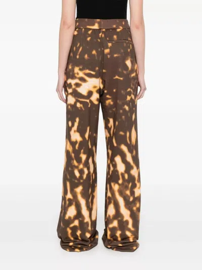 Dries Van Noten Printed Cotton Wide-leg Pants In Brown