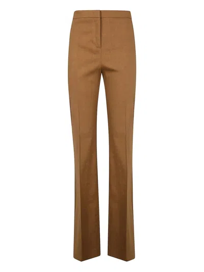 Pinko High-waisted Straight-leg Trousers In Viscose Blend In Brown