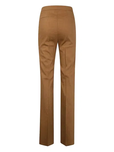 Pinko High-waisted Straight-leg Trousers In Viscose Blend In Brown