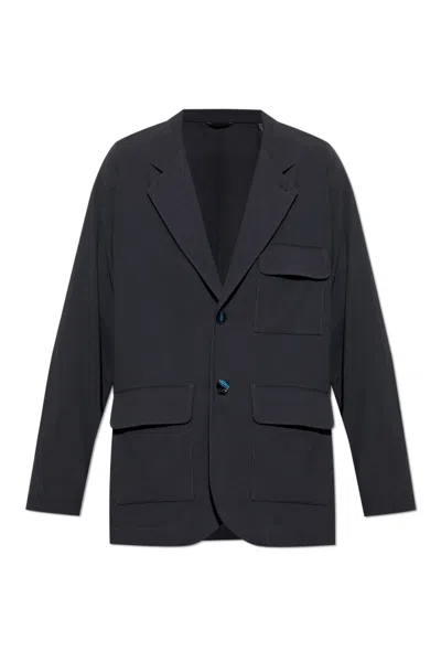 Giorgio Armani Long-sleeved Suit Jacket In Blue