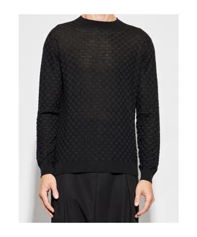 Giorgio Armani Long Sleeve Sweater In Black