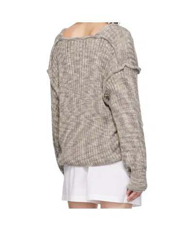 Baserange Square Neck Long Sleeve Sweater In Metallic