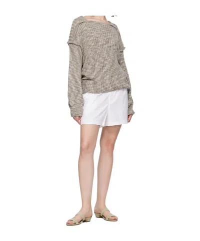 Baserange Square Neck Long Sleeve Sweater In Metallic