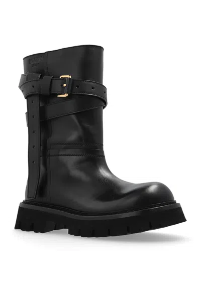 Moschino Round Toe Ankle Boots In Black