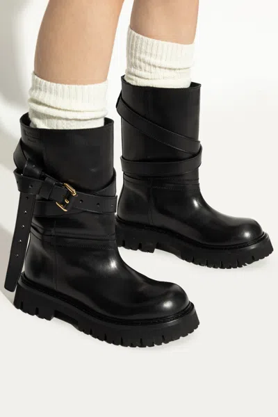Moschino Round Toe Ankle Boots In Black