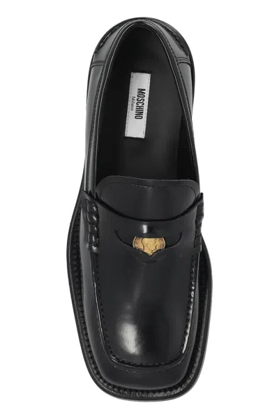 Moschino Leather Loafers In Black