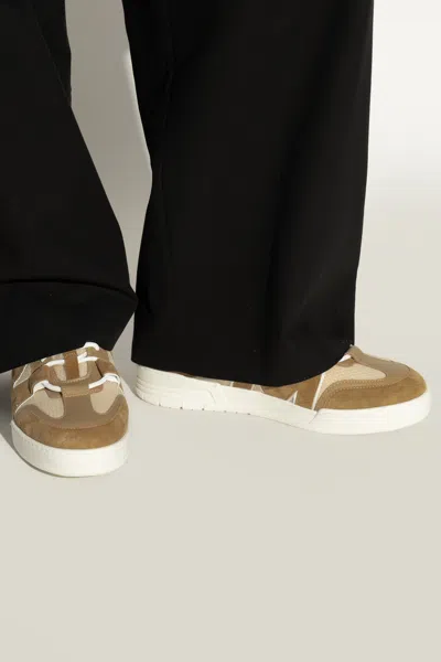 Moschino Suede And Mesh Low-top Sneakers In Brown