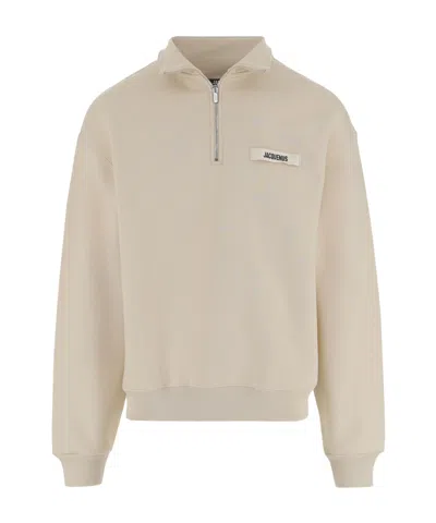 Jacquemus The Gros Grain High-collar Logo Sweatshirt In Neutral