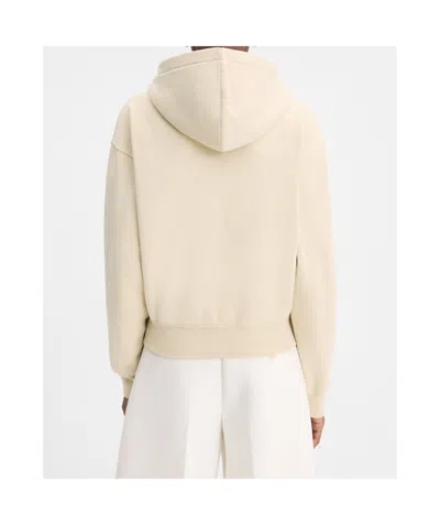 Jacquemus Grosgrain-trimmed Zippered Hoodie With Logo Detail In Nude