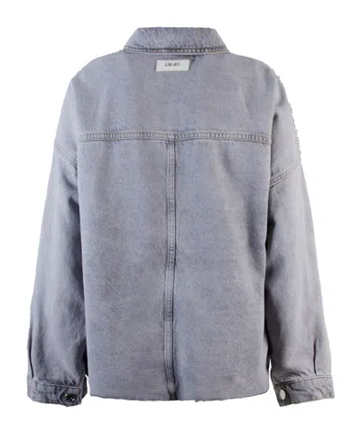 Liu •jo Denim Jacket With Belt Loops In Gray