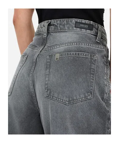 Liu •jo Studded Baggy Jeans In Gray