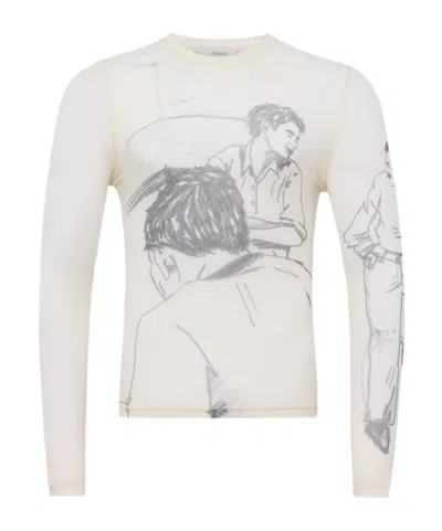 Jw Anderson W Anderson Womens Underpinning Long-sleeve Mesh Top Off White Xs In Neutral