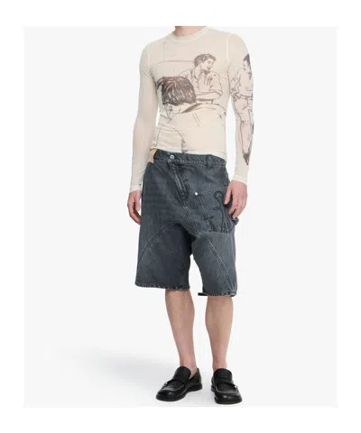 Jw Anderson W Anderson Womens Underpinning Long-sleeve Mesh Top Off White Xs In Neutral