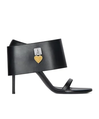 Givenchy Shark Lock Heart Heeled Sandals In Leather