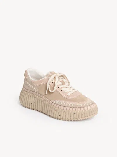 Chloé Low Top Sneakers Contrast Stitching In Pink