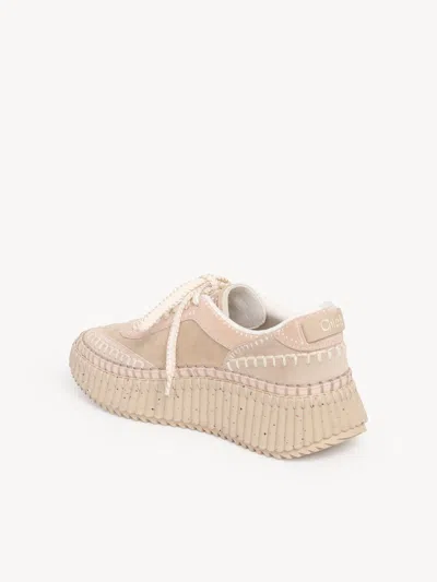 Chloé Low Top Sneakers Contrast Stitching In Pink