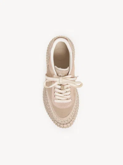Chloé Low Top Sneakers Contrast Stitching In Pink