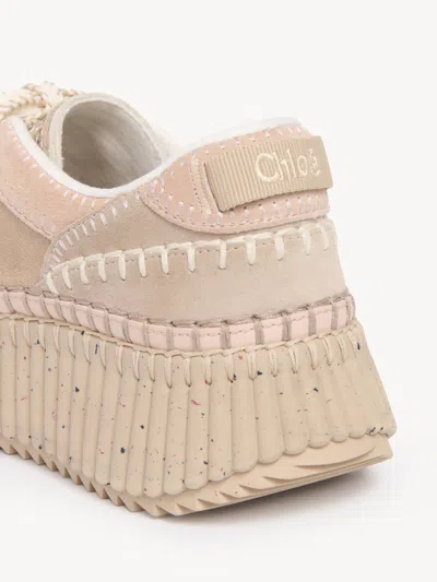 Chloé Low Top Sneakers Contrast Stitching In Pink