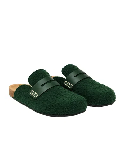 Jw Anderson Slip-on Mules With Fuzzy Texture And Buckle Detail In Black