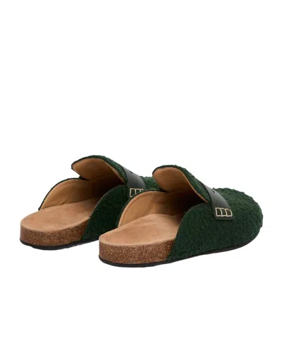 Jw Anderson Slip-on Mules With Fuzzy Texture And Buckle Detail In Black