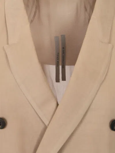 Rick Owens Silk Chiffon Blazer Jackets Beige In Brown