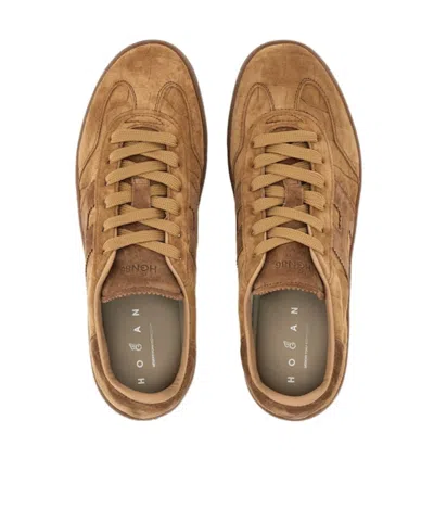 Hogan Cool Crocodile Effect Suede Sneakers In Brown