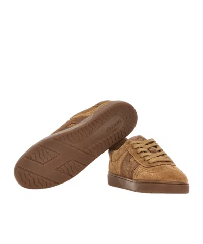 Hogan Cool Crocodile Effect Suede Sneakers In Brown