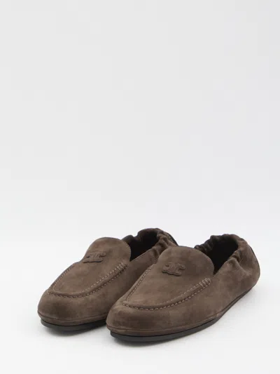 Celine Triomphe Loafer With Elastic Insert In Green