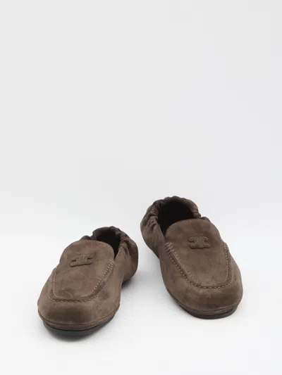 Celine Triomphe Loafer With Elastic Insert In Green