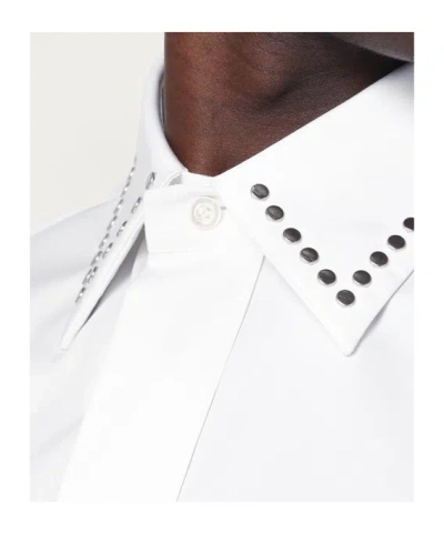 Alexander Mcqueen White Cotton Shirt With Studs In White