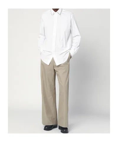 Alexander Mcqueen White Cotton Shirt With Studs In White