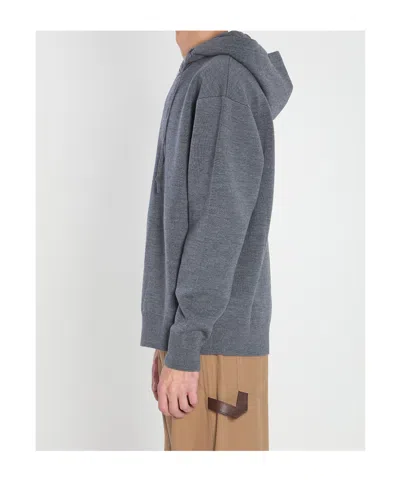 Loewe Anagram Zip Hoodie Featuring Drawstring Hood In Gray