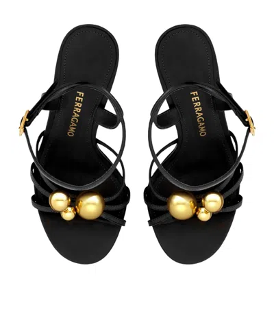 Ferragamo Karina Strappy Spheres Ankle-strap Sandals In Black