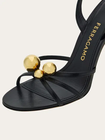 Ferragamo Karina Strappy Spheres Ankle-strap Sandals In Black