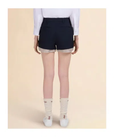Marni Deep Blue Wool Shorts With Visible Lining