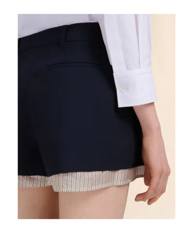 Marni Deep Blue Wool Shorts With Visible Lining