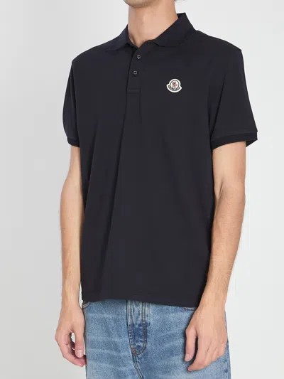 Moncler Short-sleeved Polo Shirt In Black