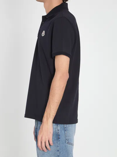 Moncler Short-sleeved Polo Shirt In Black