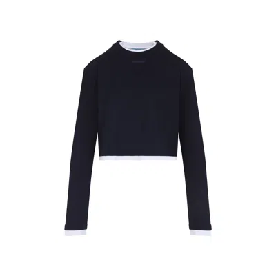 Prada Cropped Long Sleeve Oversize T-shirt